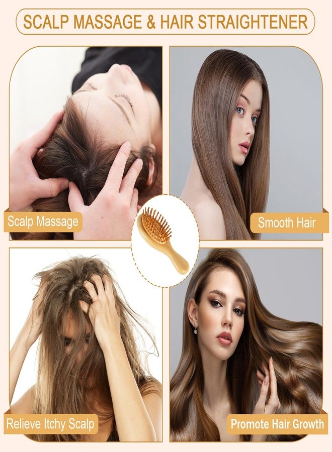 SIMPOR 2PCS Bamboo Hair Brush Wood Travel Brush Mini Hairbrush For Women Massage Scalp Natural Paddle Pocket Bamboo Handle Wood Bristle Detangling Brush for Hair Growth for All Hair Types - Image 4